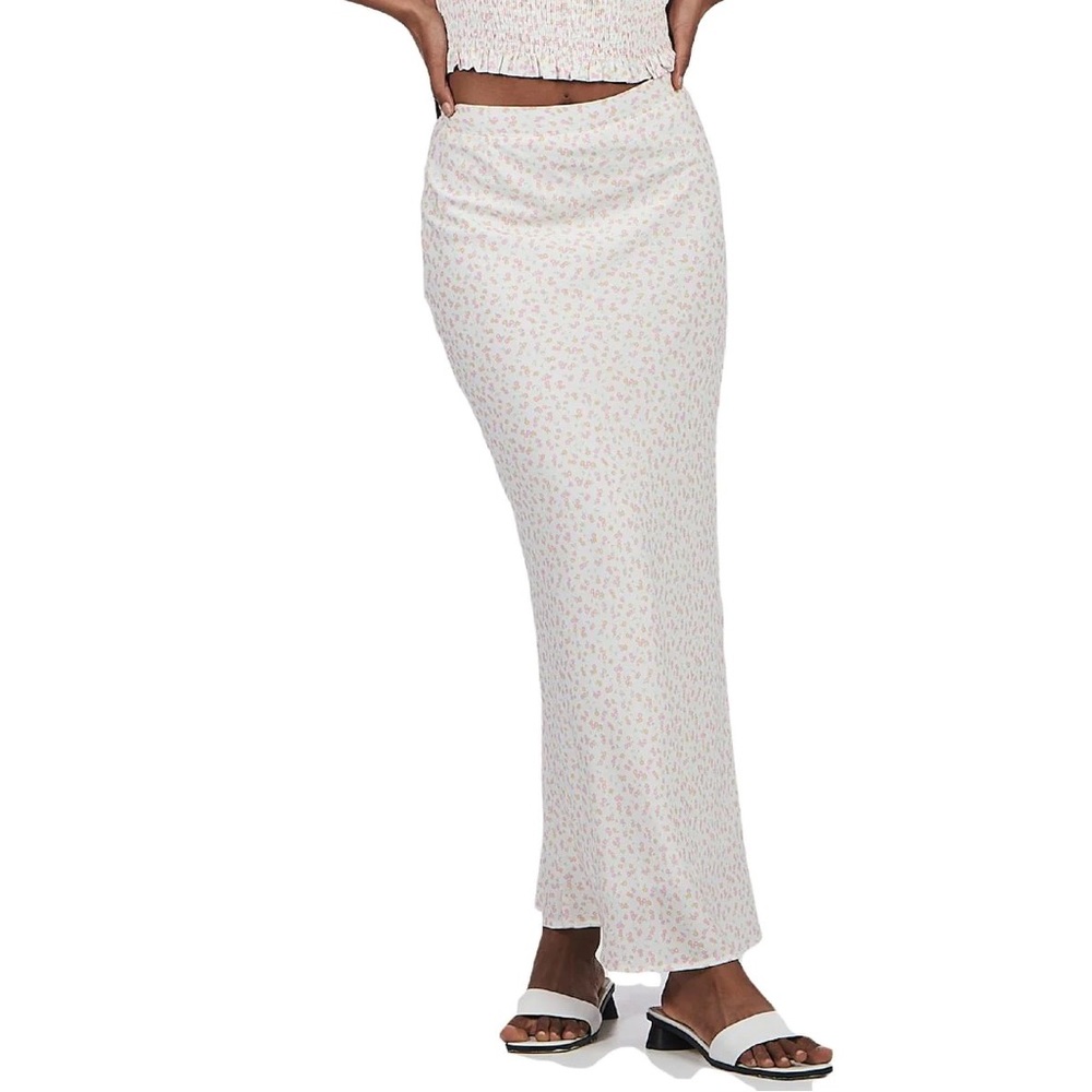 White floral maxi skirt